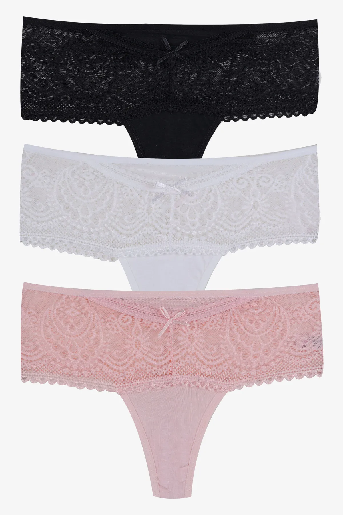 koza iç giyim  3-teiliger Tanga mit Spitzendetail für Damen