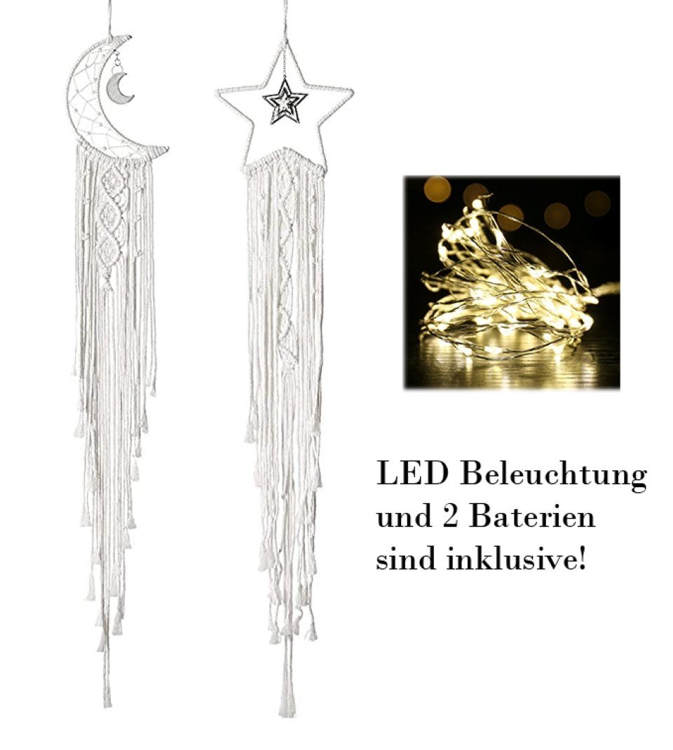 Alster Herz Hängedekoration Makramee Traumfänger mit LED-Beleuchtung H0198 (1 St), Schlafzimmer Dekoration
