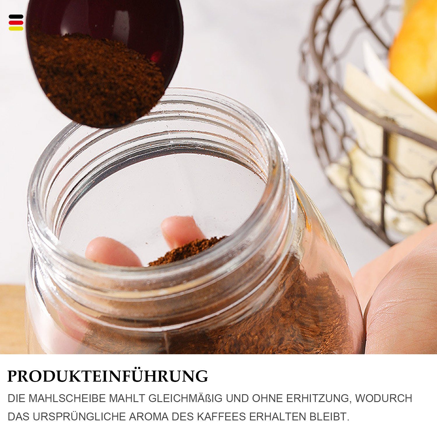 MAGICSHE Kaffeemühle Tragbare Handkurbel-Kaffeemaschine Kaffeebohnenmahlwerk