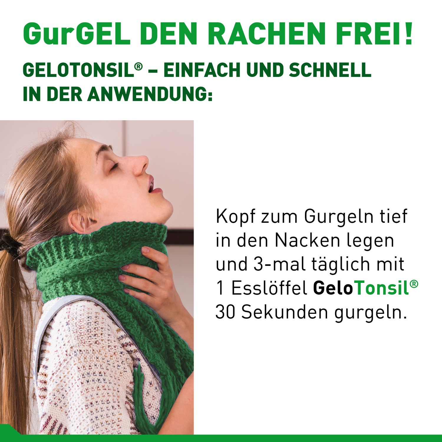 GELOTONSIL Gurgelgel lindert Halsschmerzen & Schluckbeschwerden