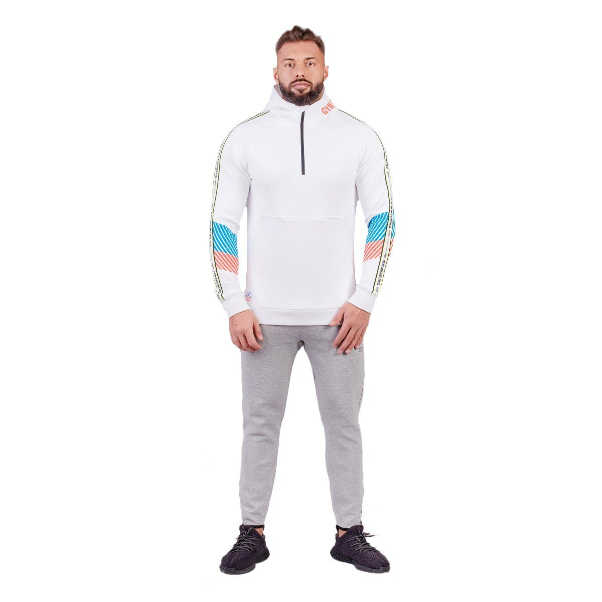 GYM AESTHETICS Hoodie Half-Zip Hoodie mit abnehmbarer Mund und Nasen Schutzmaske für Herren mit Reißverschluss, Schutzmaske, Atmungsaktiv, Antibakteriell
