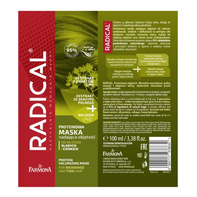 Radical proteinska maska za kosu za volumen 100 ml