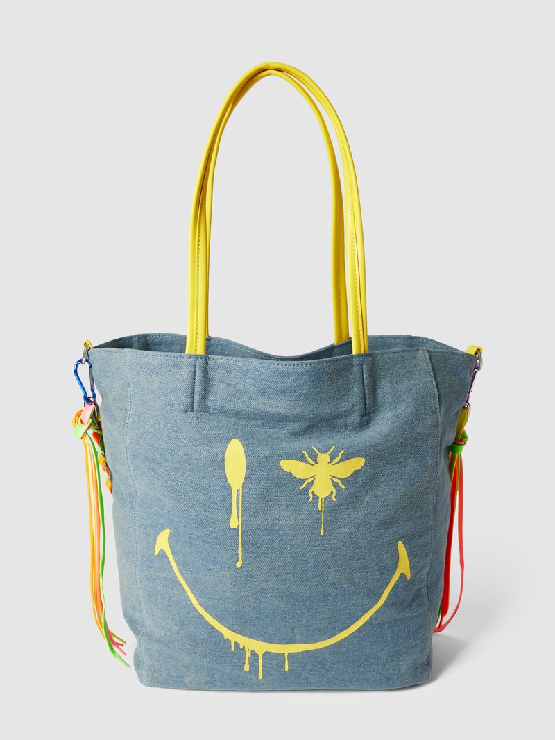 Shopper mit Motiv-Print in jeans