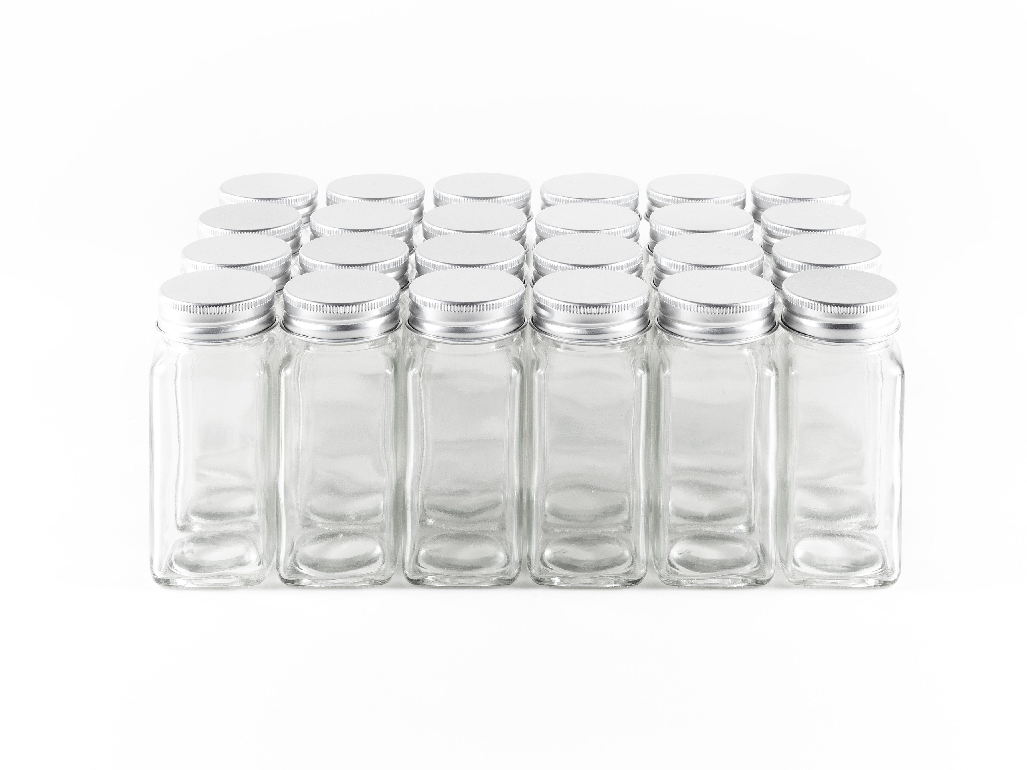 Hanseküche Gewürzbehälter Gewürzgläser Set mit Streueinsatz, Glas, (24 Gewürzgläser, 1-tlg., Set inkl. Zubehör), inkl. Ersatzstreueinsätze, Trichter und Reinigungsbürste