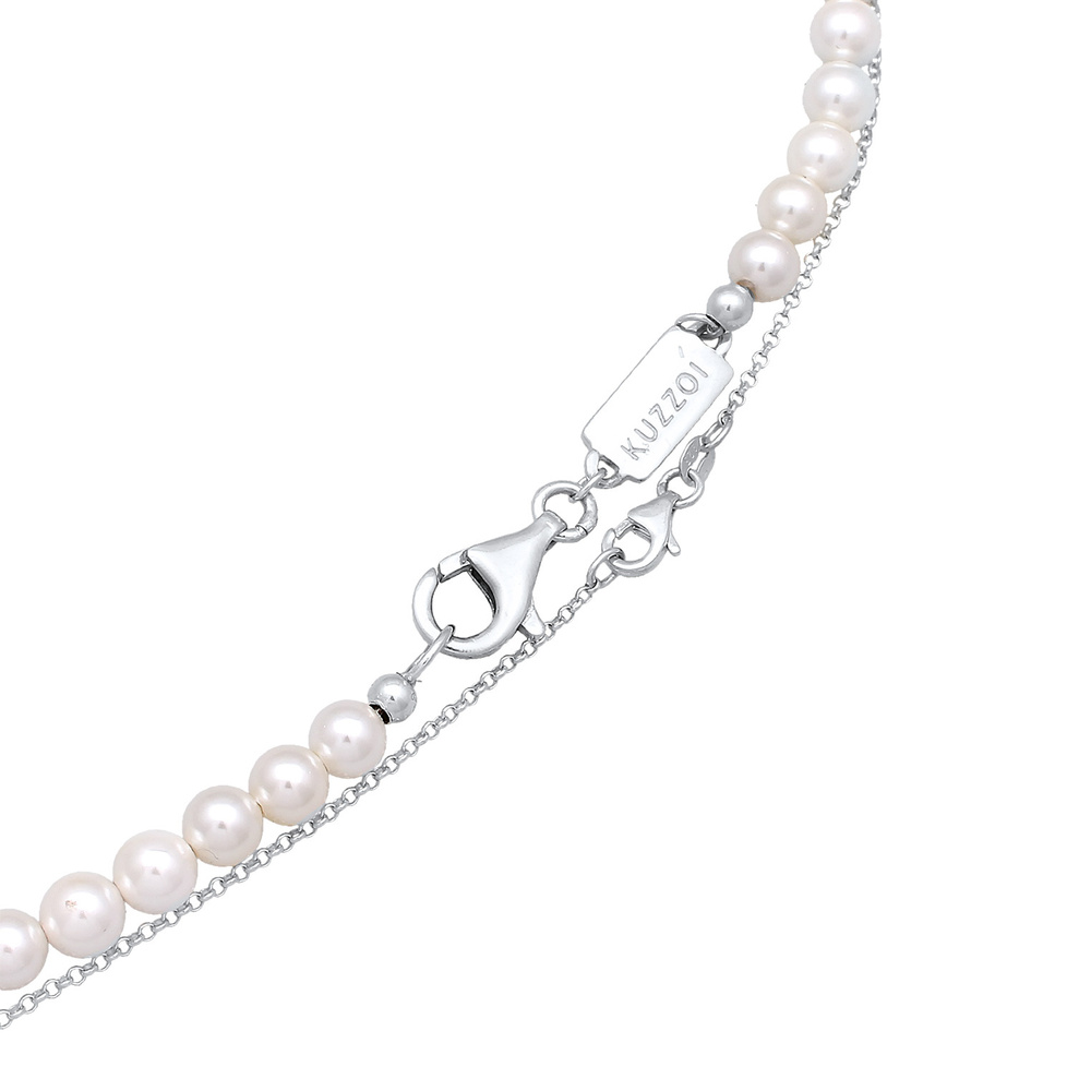KUZZOI KUZZOI Collier Hommes Croix Pendentif Classique Set de 2 avec perles de coquillag collier