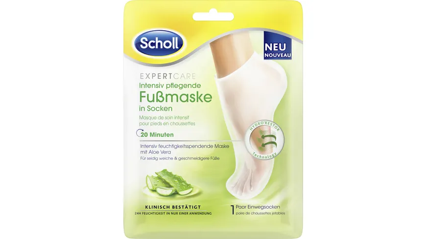 Scholl Expert Care Intensiv Pflegende Fussmaske in Socken Aloe Vera