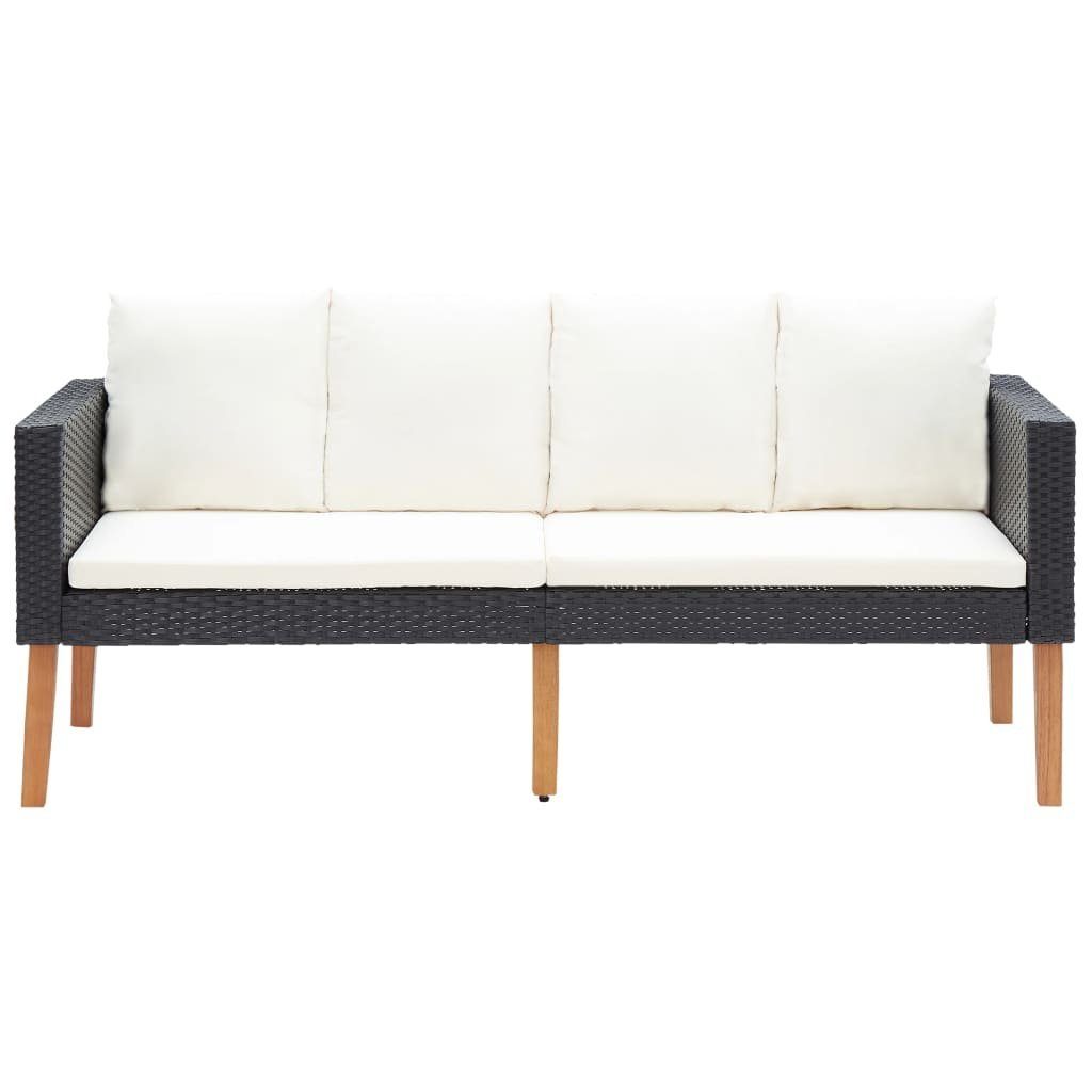 vidaXL Gartenlounge-Set 2-tlg. Garten-Lounge-Set mit Kissen Poly Rattan Schwarz, (1-tlg)