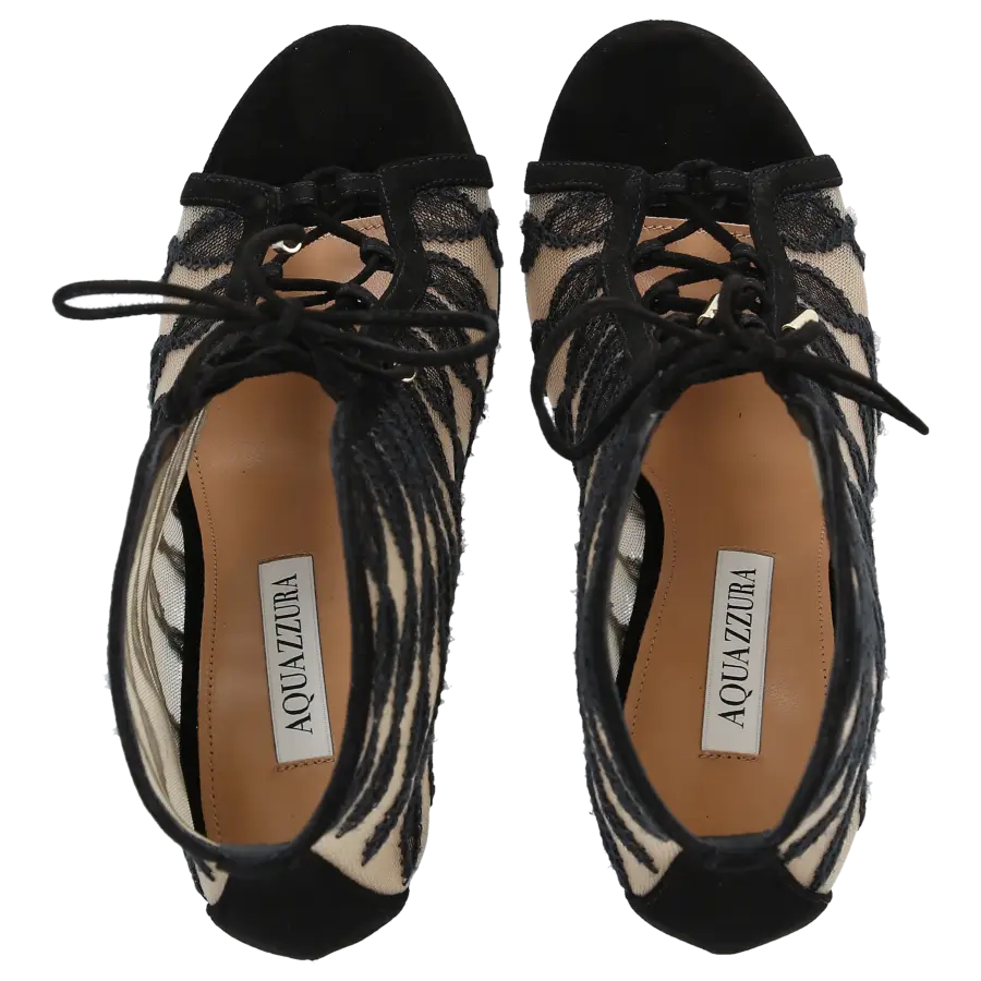 Aquazzura - Schnürstiefeletten AFTER DARK 105 Spitze - schwarz