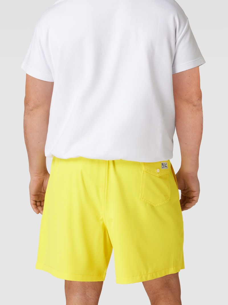PLUS SIZE Badehose mit Logo-Stitching Modell 'TRAVELER-SWIM' in gelb