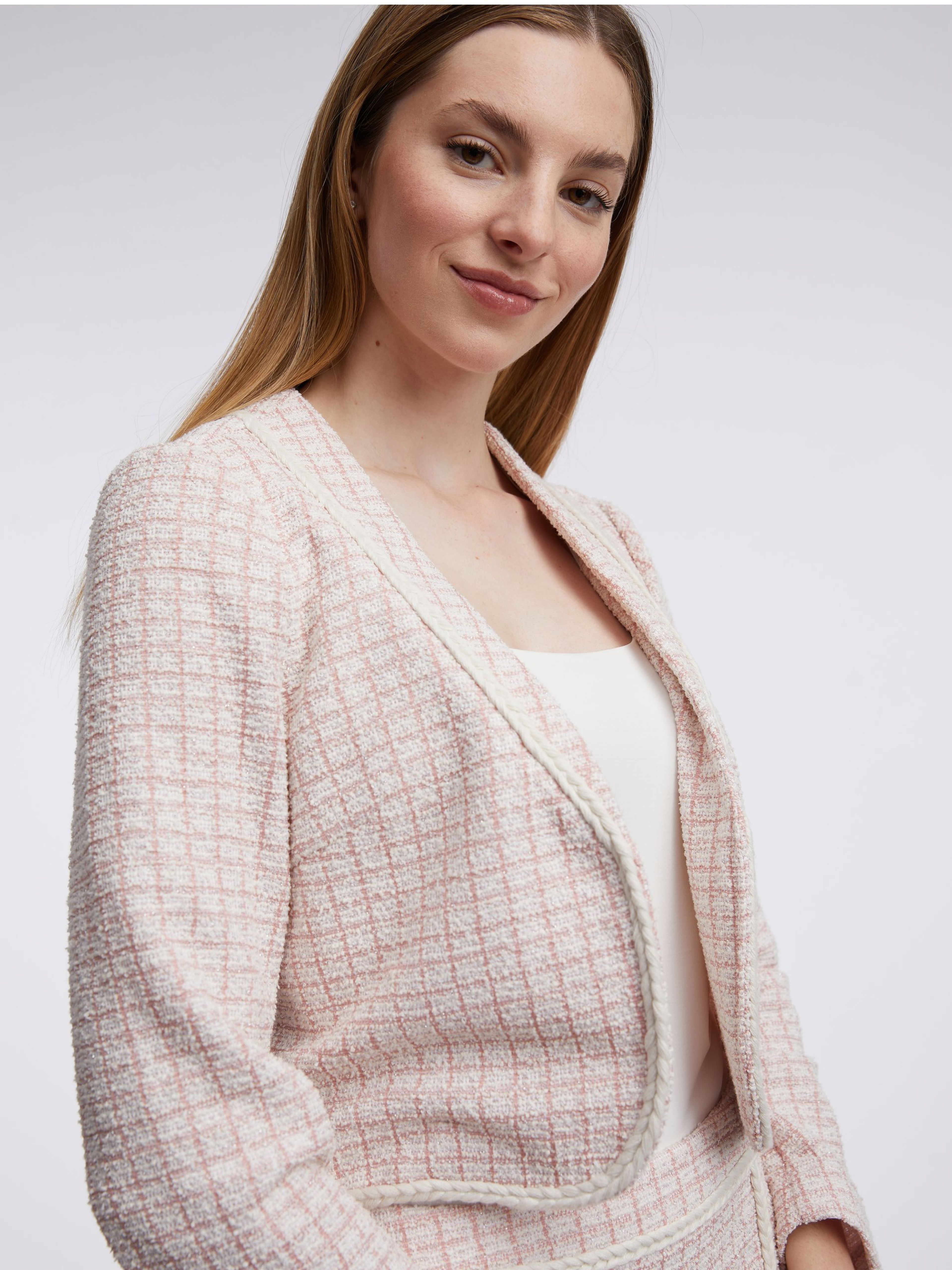 Hellrosa Damen-Tweed-Jacke ORSAY