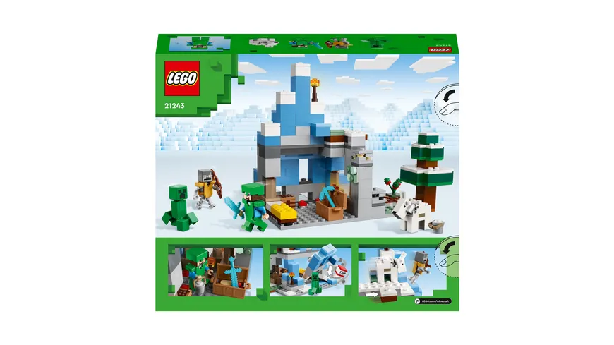 LEGO Minecraft 21243 Die Vereisten Gipfel Set & Höhle, Spielzeug mit Figuren