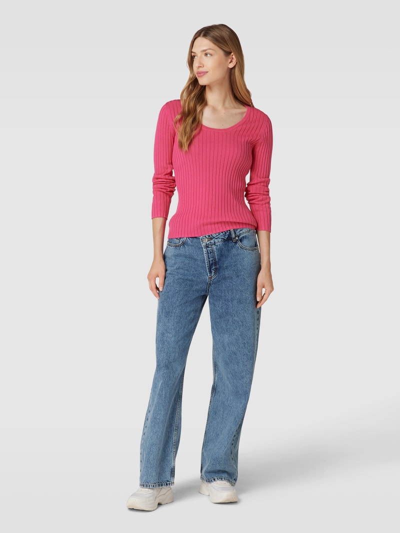 Longsleeve in Ripp-Optik in pink