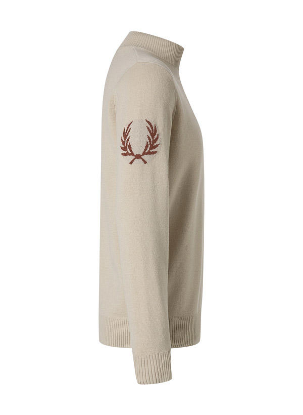Fred Perry, Stehkragenpullover, Wolle, beige