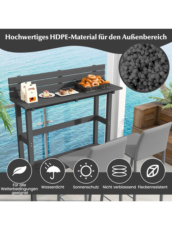 COSTWAY Bartisch Outdoor 122x39x136cm in Grau günstig kaufen onesize