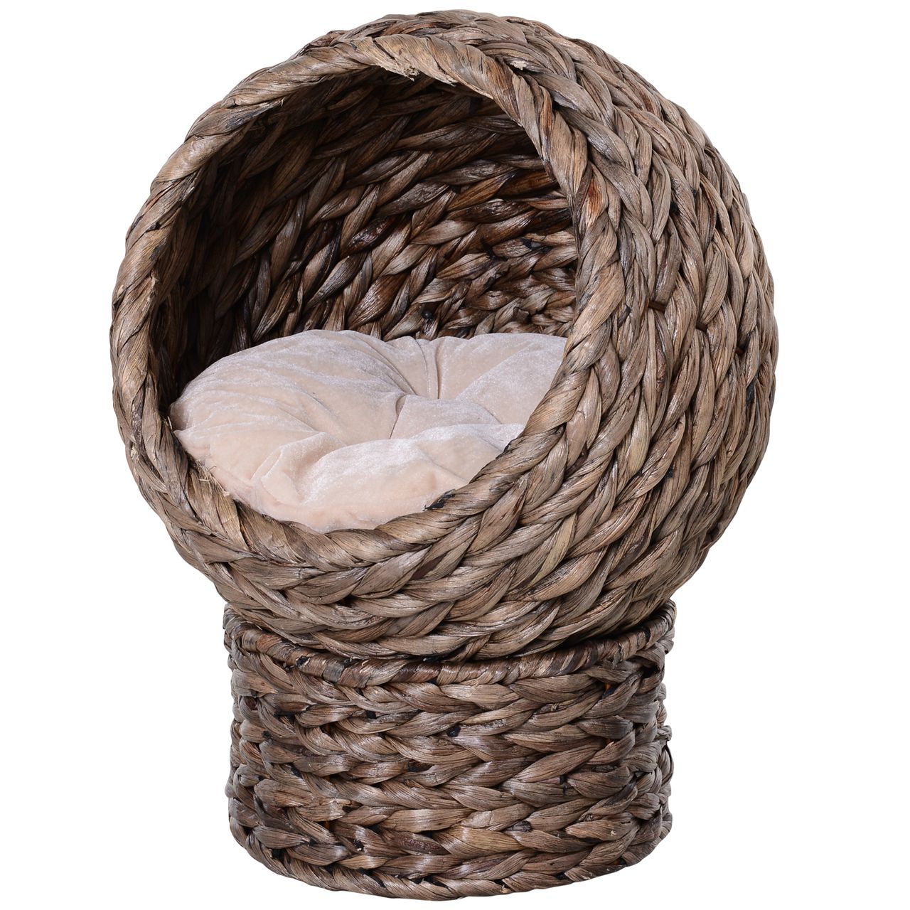 PawHut Rattan Katzenkorb Katzenhöhle Katzenbett mit Kissen Dunkelbraun