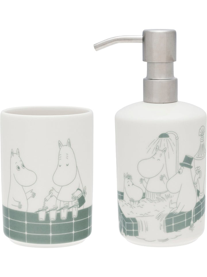 Moomin 2tlg. Set: Seifenspender mit Zahnbürstenhalter in Weiß/ Grau günstig kaufen onesize