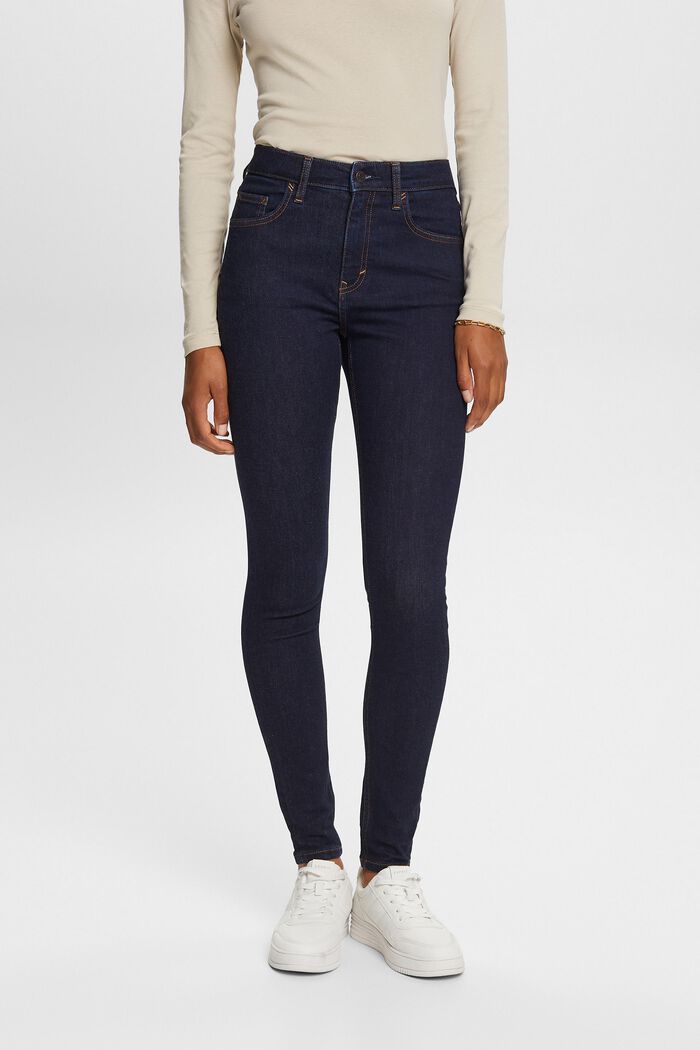 Skinny Jeans mit hohem Bund, Baumwollstretch