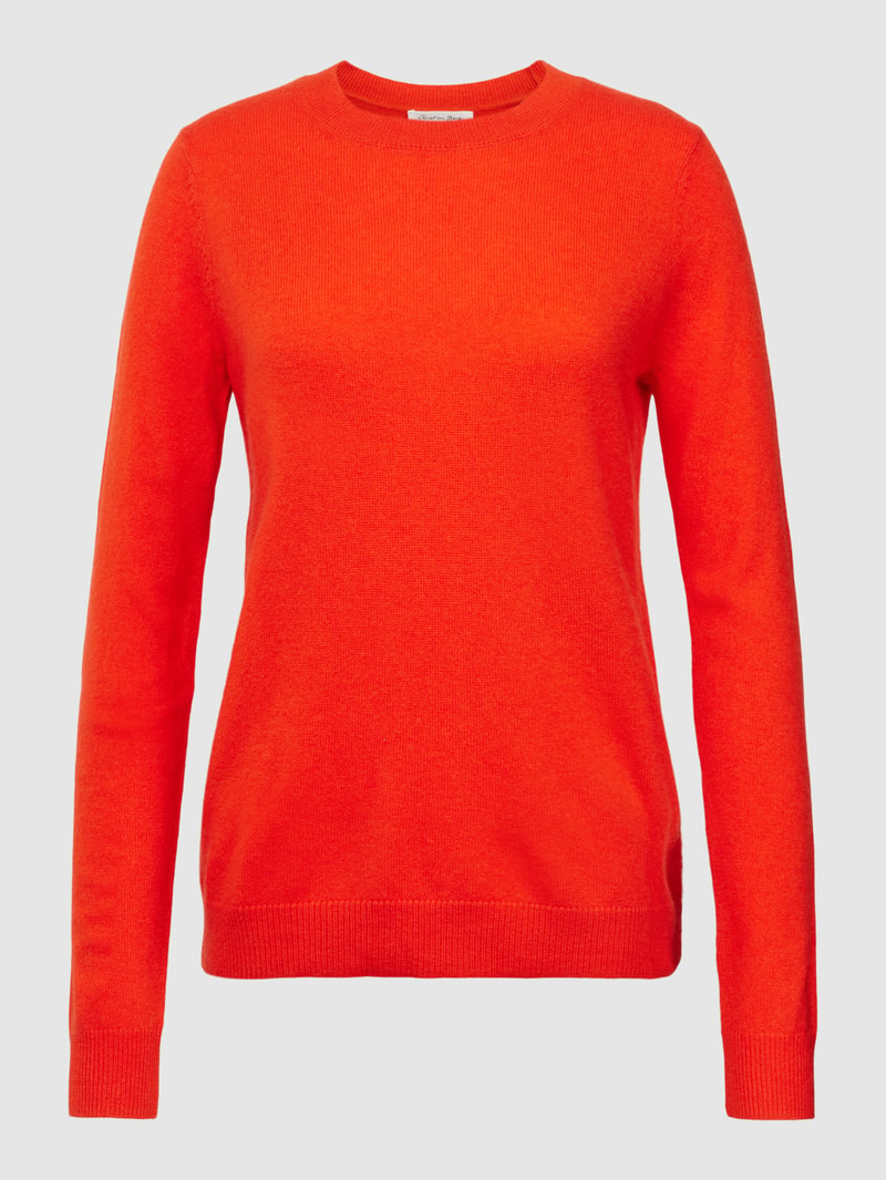 Kaschmirpullover in melierter Optik in orange
