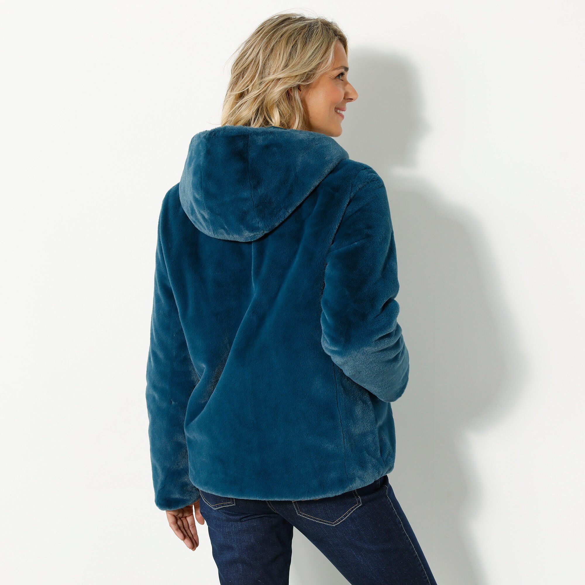 Veste fausse fourrure réversible en doudoune