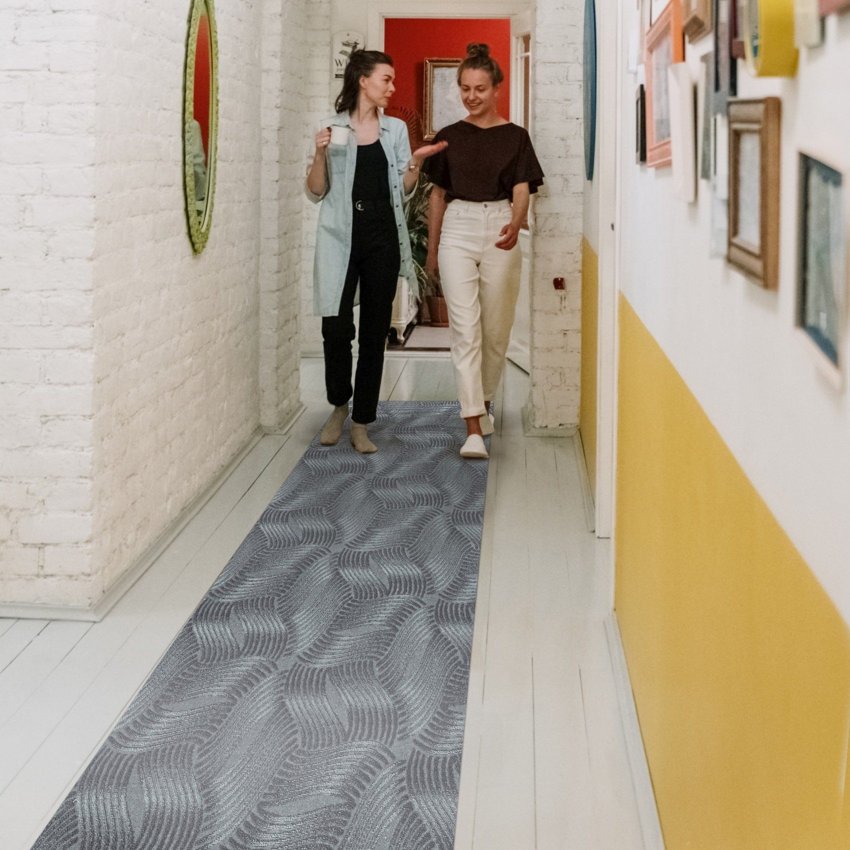 Küchenläufer Flurläufer Küchenläufer Teppichläufer Textil JULIANNA Premium Wellen, ANRO, Rechteckig, Höhe: 3 mm, Textil