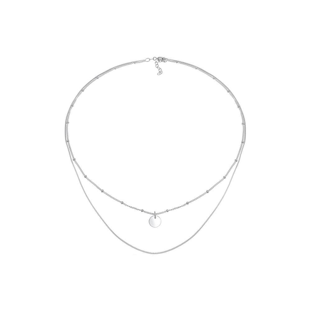 Elli Elli Collier Layer Kugelkette Kreis Plättchen 925 Silber collier