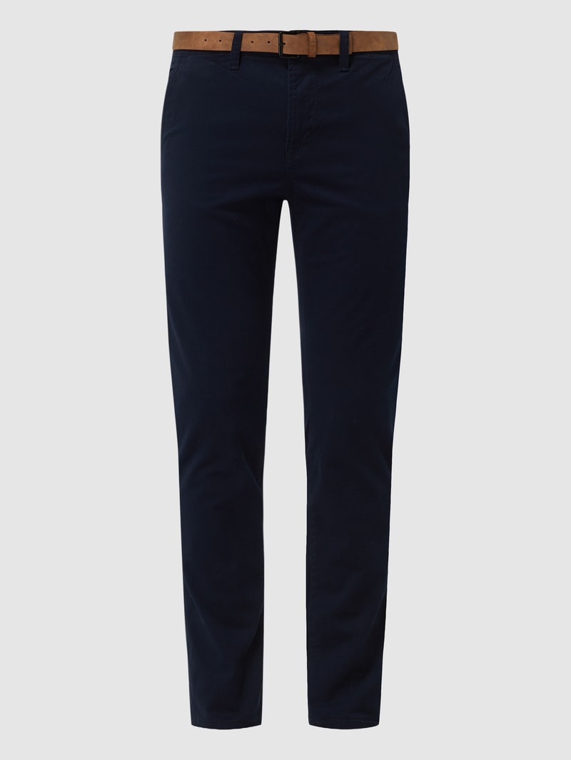 Slim Fit Chino mit Gürtel in dunkelblau