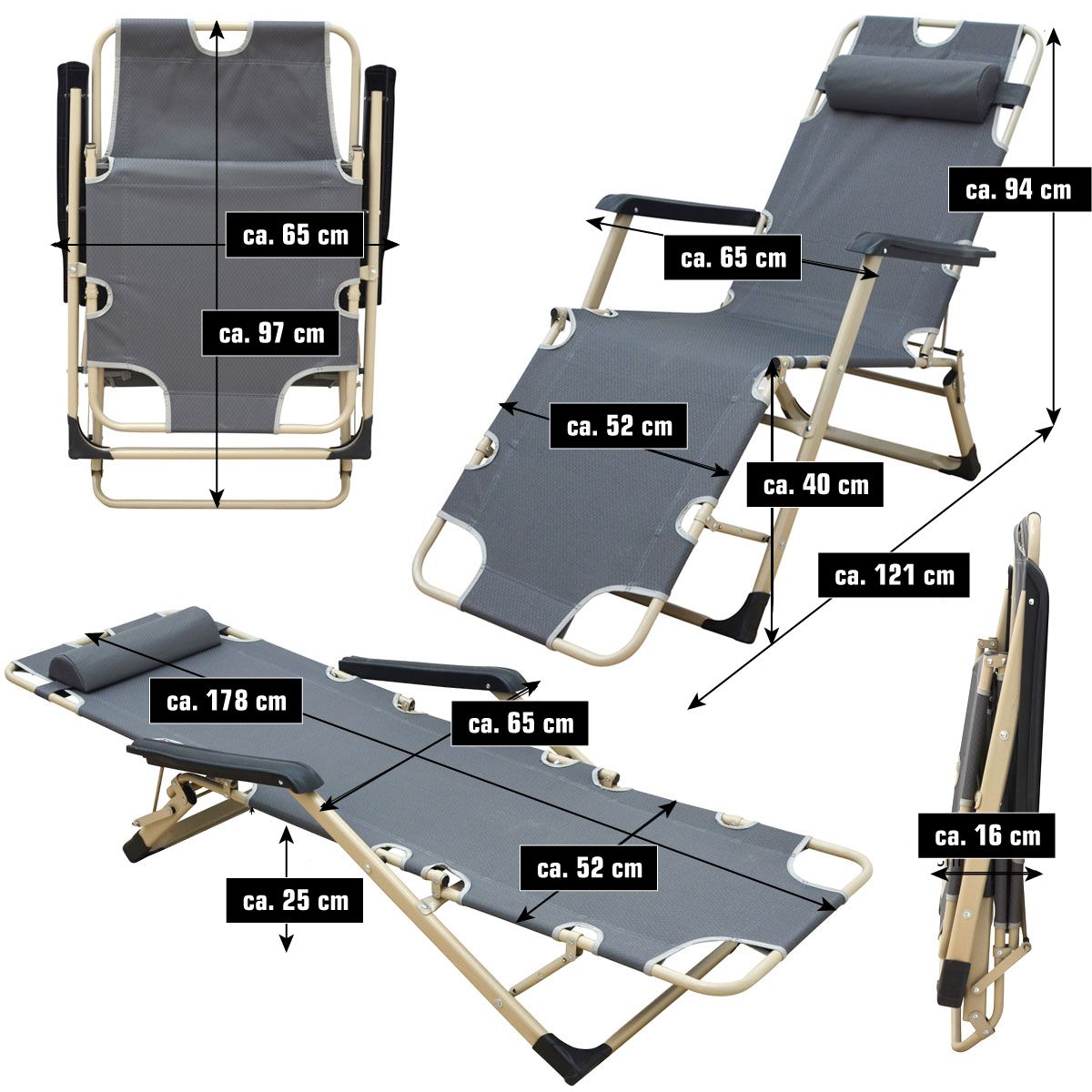 AMANKA 178 x 60 verstellbarer Relaxstuhl