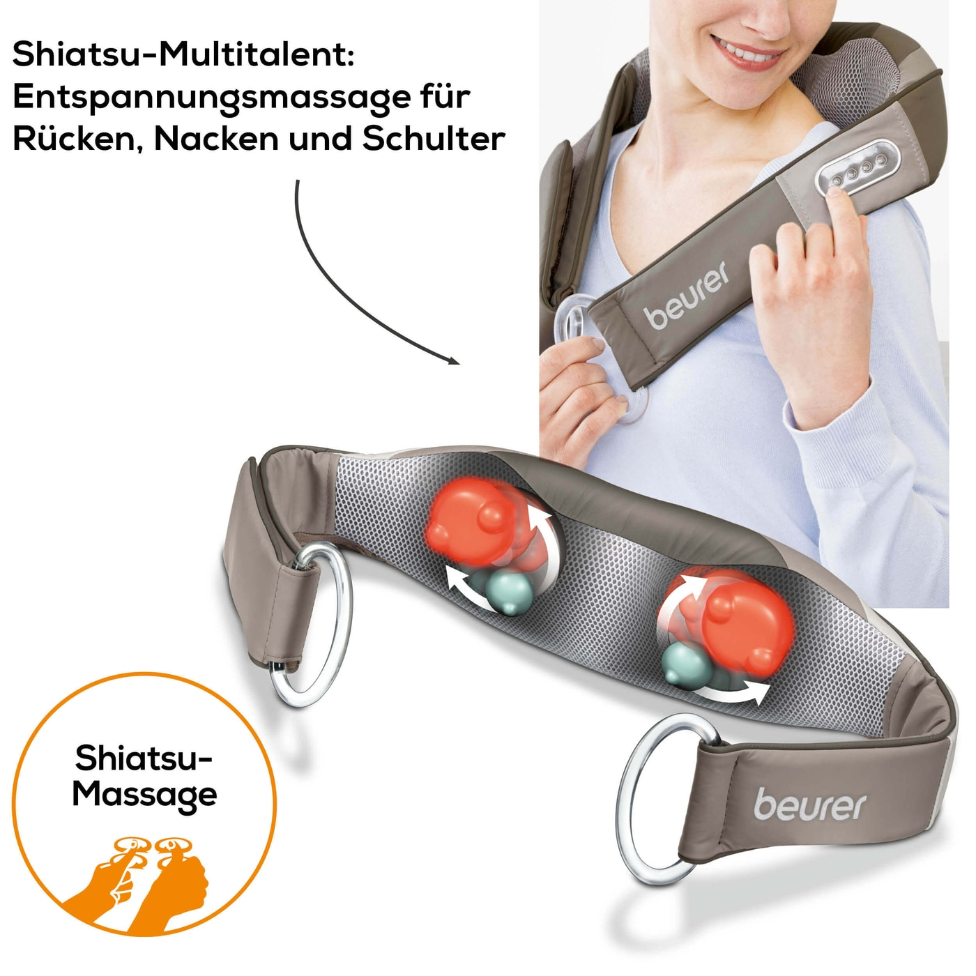 Beurer Shiatsu-Massagegürtel MG 148-Wohltuende Shiatsu-Massage für Rücken, Nacken und Schultern
