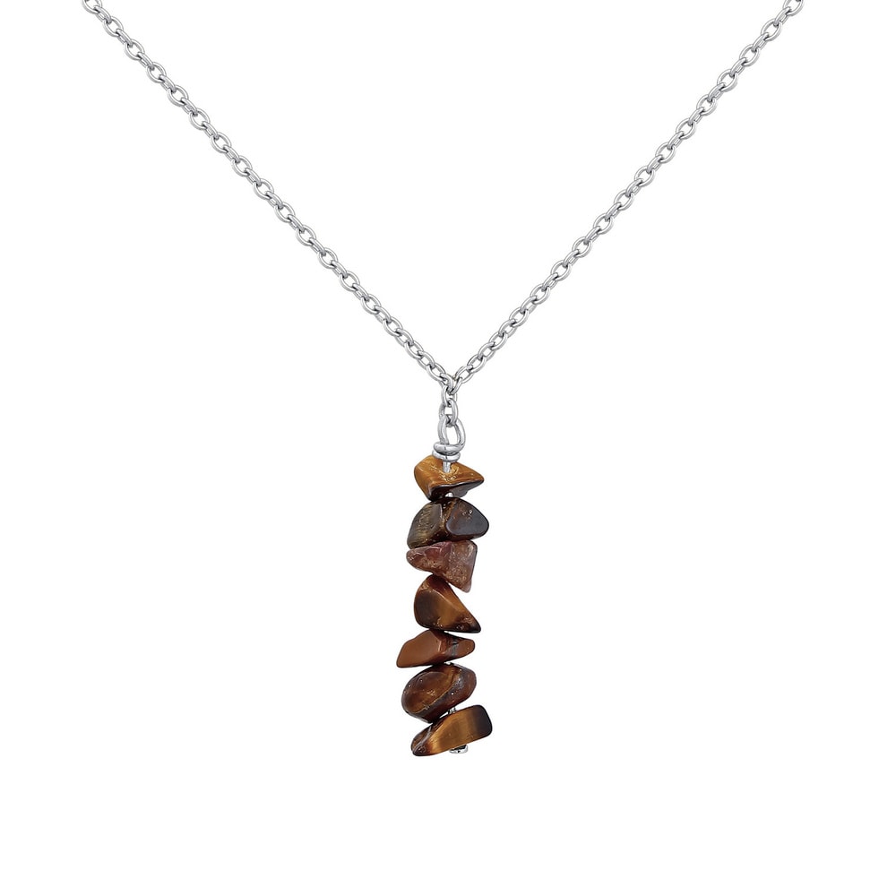 KUZZOI KUZZOI Collier Hommes Pendentif éclat avec pierres précieuses œil de tigre en arg Bijoux
