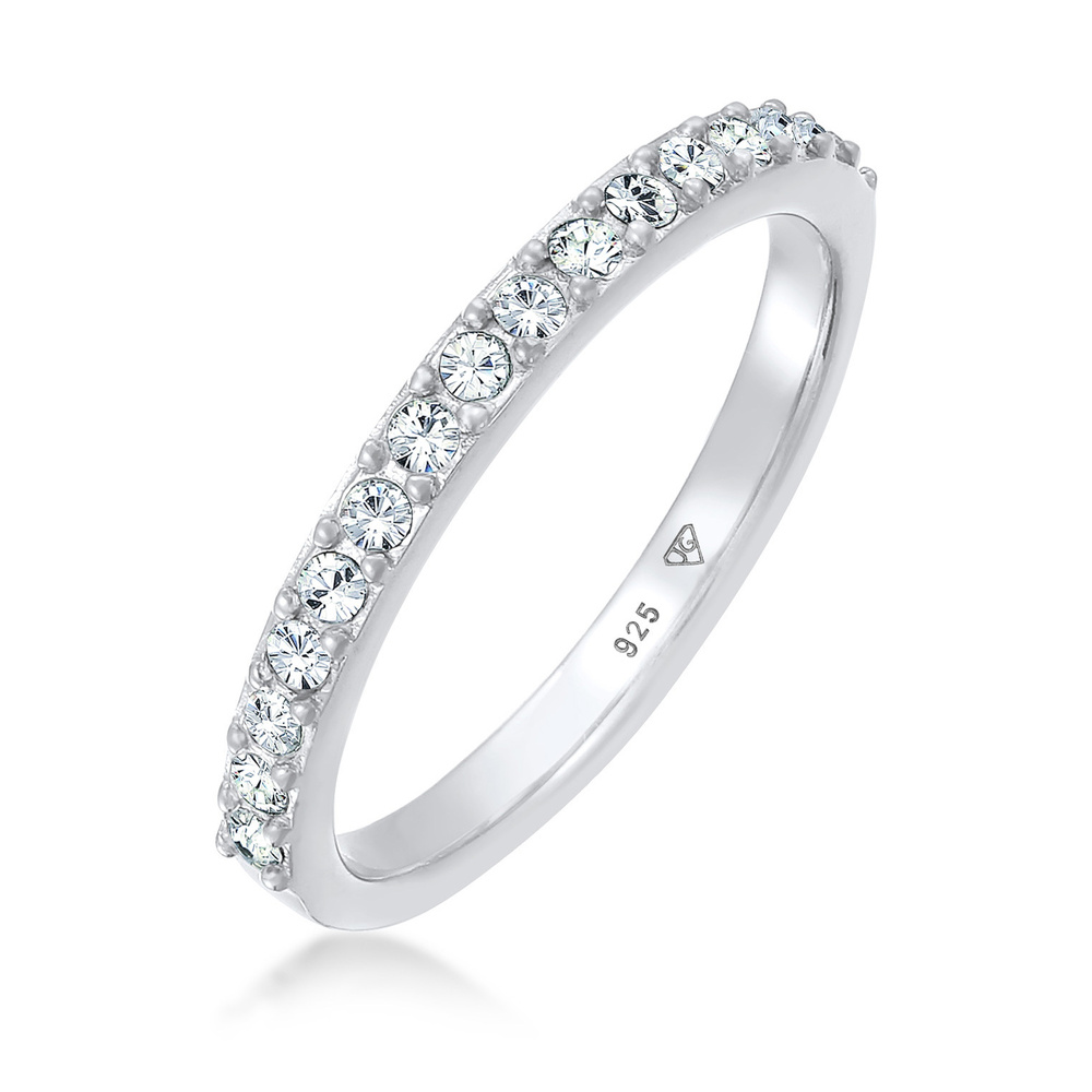 Elli Elli Bague Femmes Bande Mémoire élégant avec Cristal en Argent Sterling 925 Bague