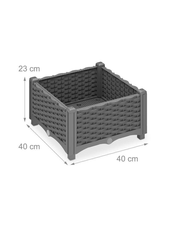 relaxdays Pflanzkübel in Grau - (B)40 x (H)23 x (T)40 cm günstig kaufen onesize
