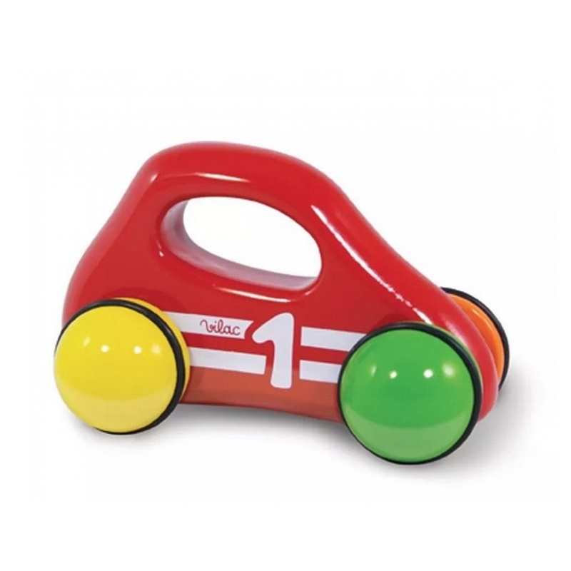 voiture 1er âge en bois rouge