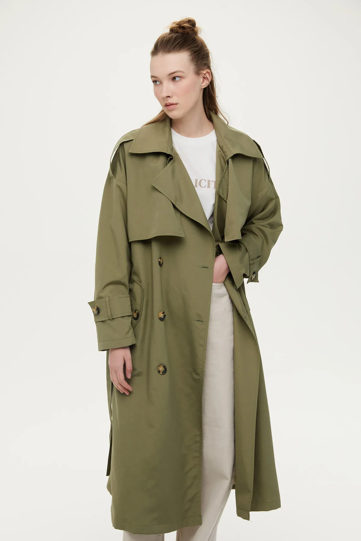 Manuka  ZWEIREIHIGER TRENCHCOAT MIT KNÖPFEN KHAKI