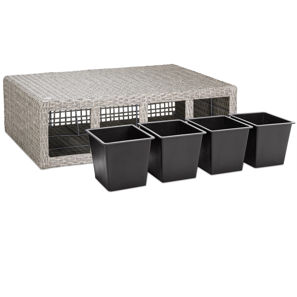 Casaria Blumenkasten Polyrattan 4er 95 x 60 x 27cm creme