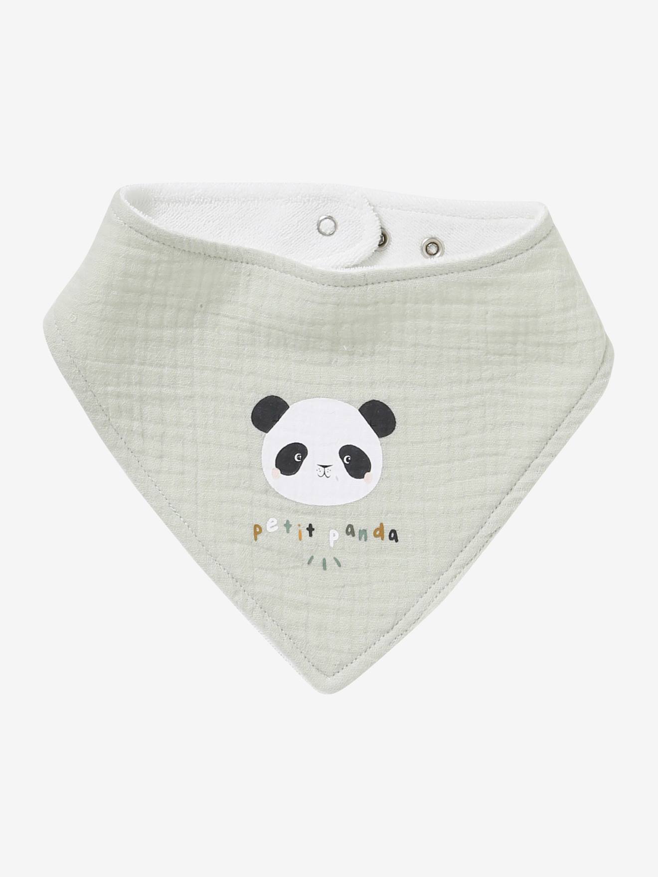 Lot de 3 bavoirs bandanas en gaze de coton vert noel