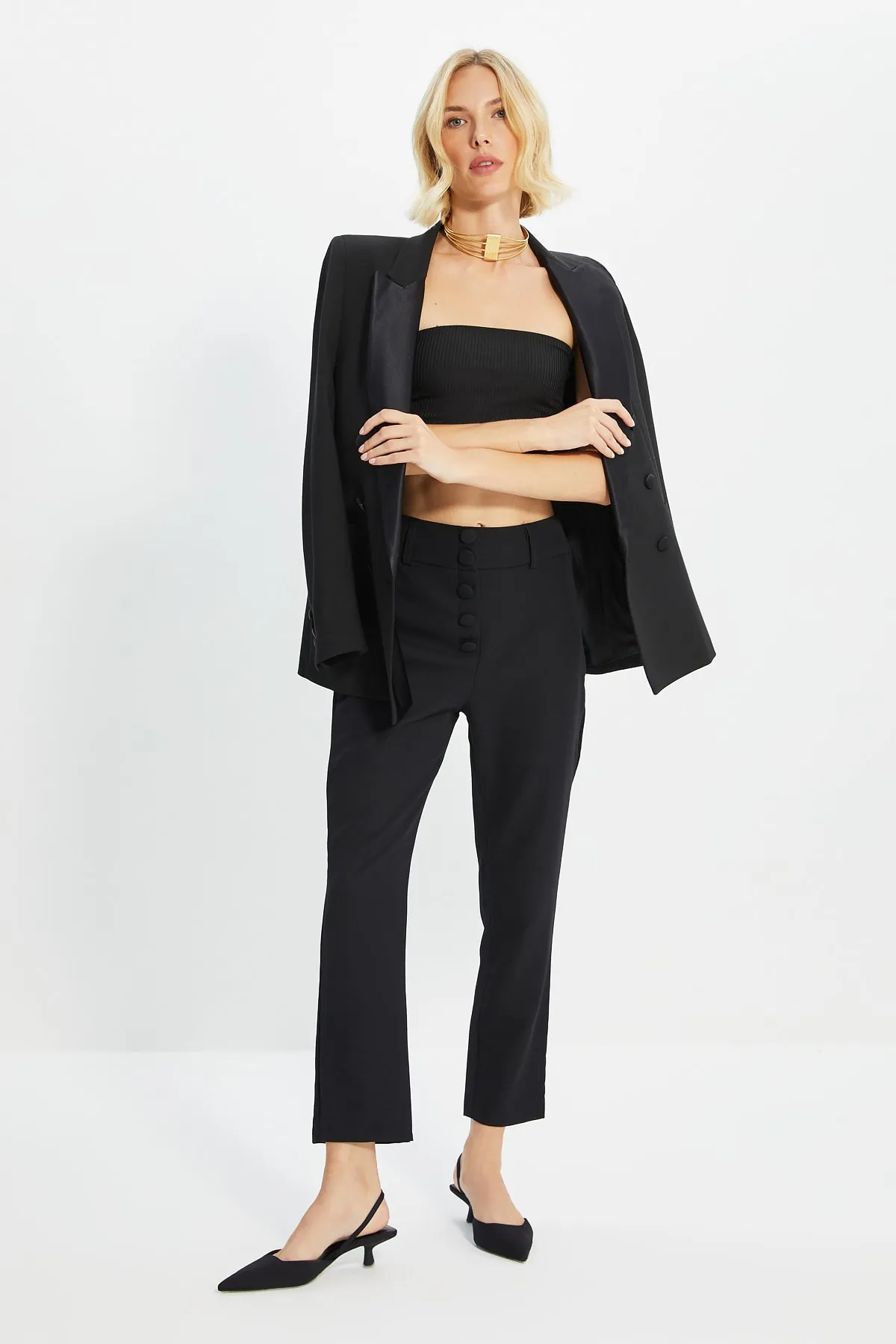 Trendyol Collection  Schwarze Webhose mit weitem Bein TWOSS19WX0086