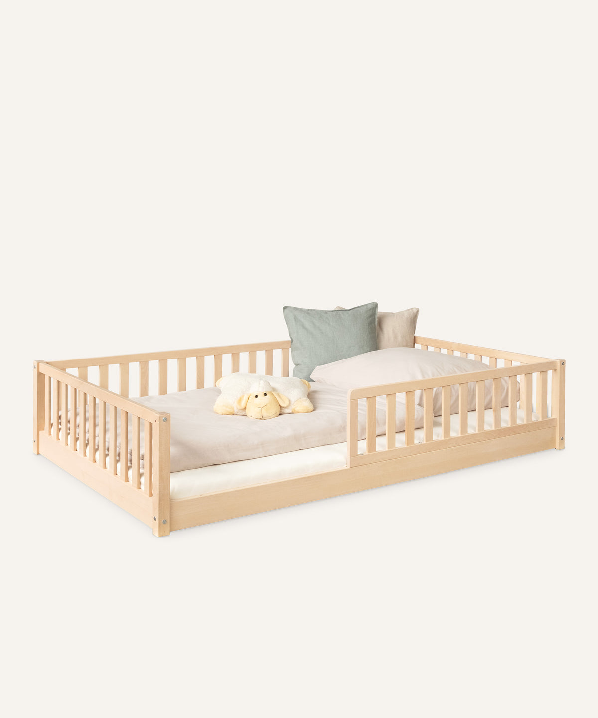 Bodenbett Buche 120 × 200 Natur