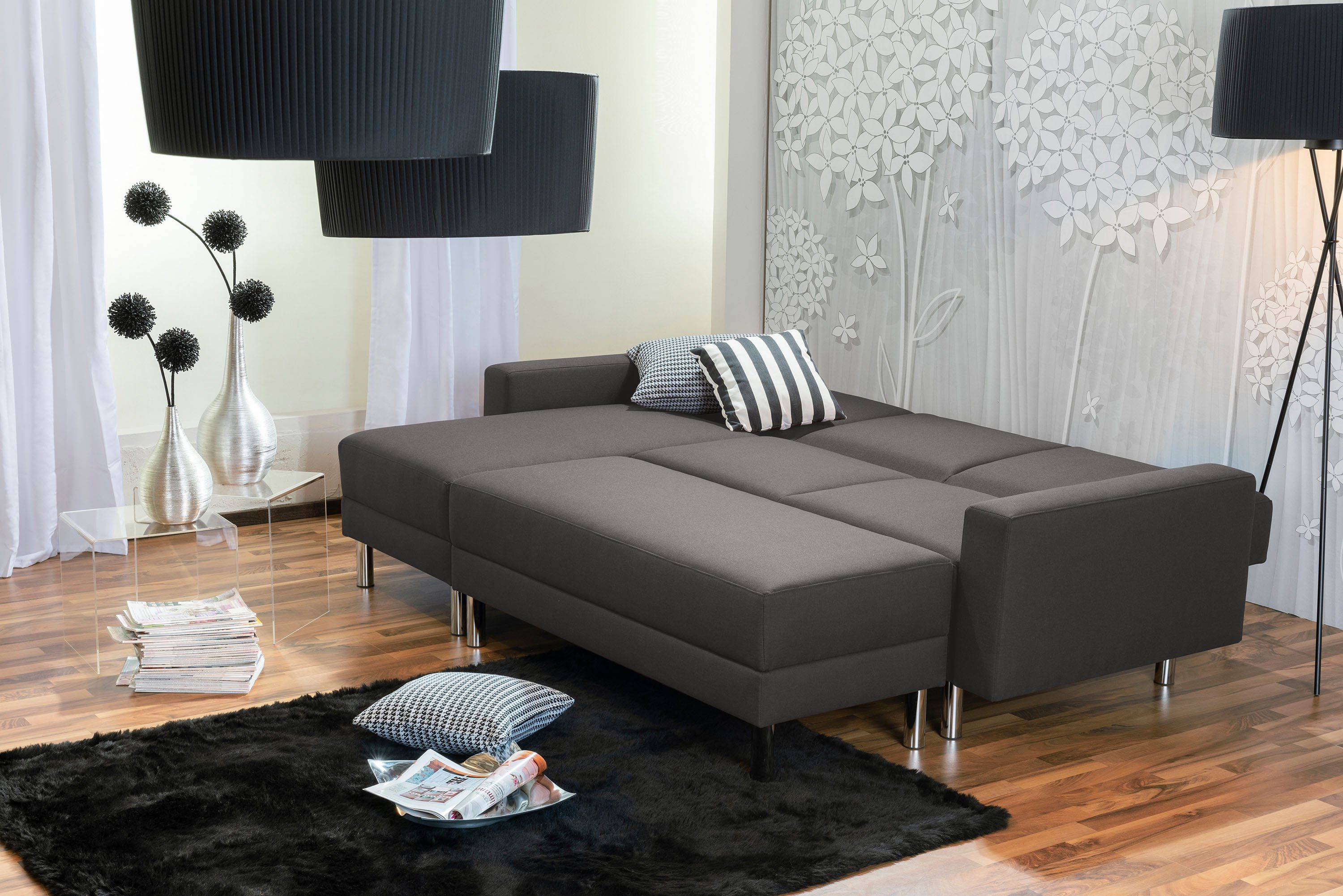 Max Winzer® Loungesofa Just Fashion Funktionssofa Flachgewebe anthrazit, 1 Stück, Made in Germany