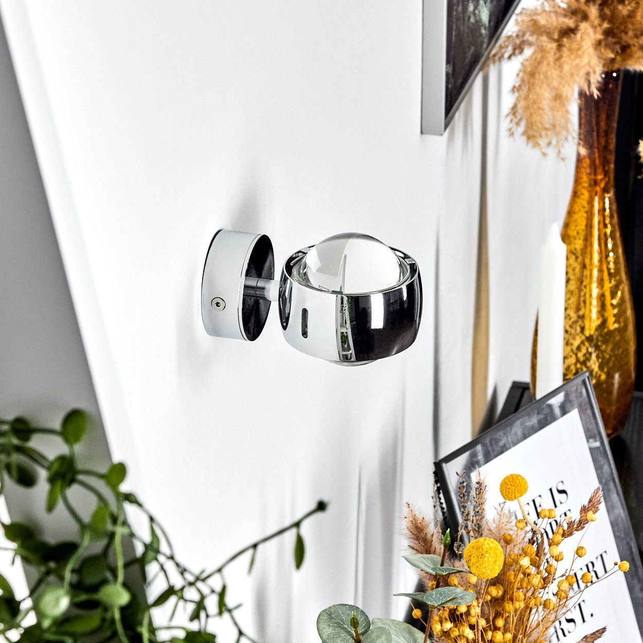 hofstein Wandleuchte Osacca Wand-Lampe, halbrunde Designer-Effektlampe in modernem chrom, ohne Leuchtmittel, mit Schlitzen, die Wandbeleuchtung funktioniert mit LED oder Halogen