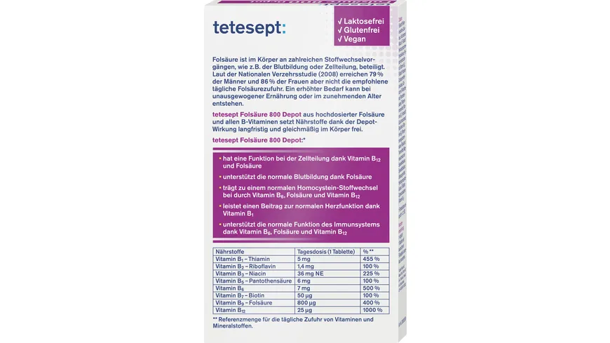 tetesept Folsäure 800 Depot 60 Stück