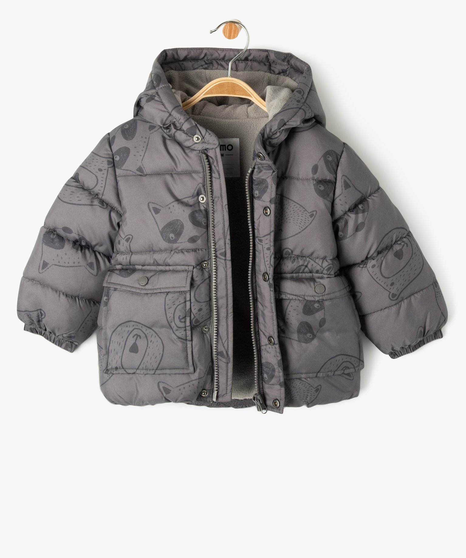 Blouson à capuche doublé polaire bébé Garçon gris | GEMO