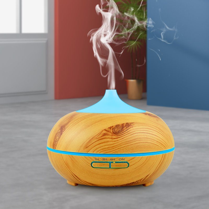 Hyrican Luftbefeuchter Aroma Ultraschall Luftbefeuchter/Diffuser, 0,3 l Wassertank, 300ml antibakterieller Wassertank, 7 Farben-LED-Beleuchtung, Holzoptik