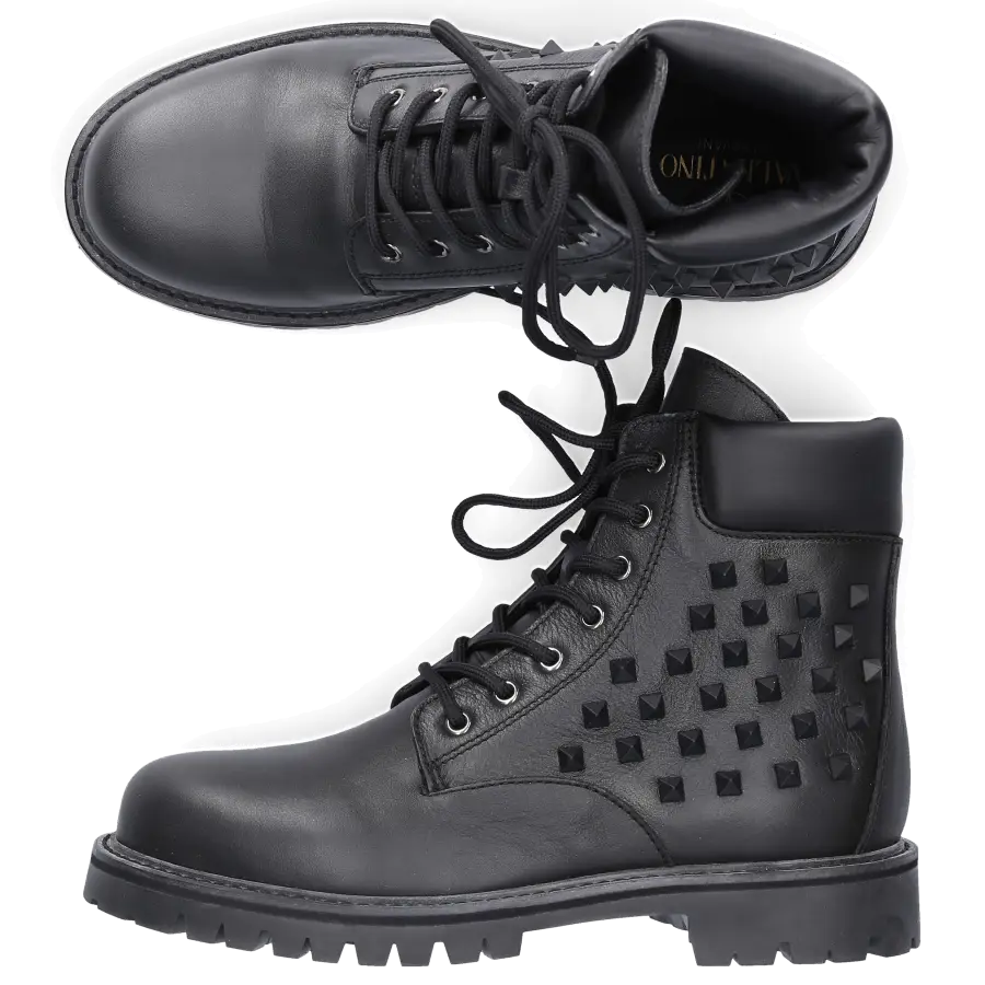 Valentino Garavani - Stiefeletten COMBAT ANKLE BOOTS Kalbsleder - schwarz