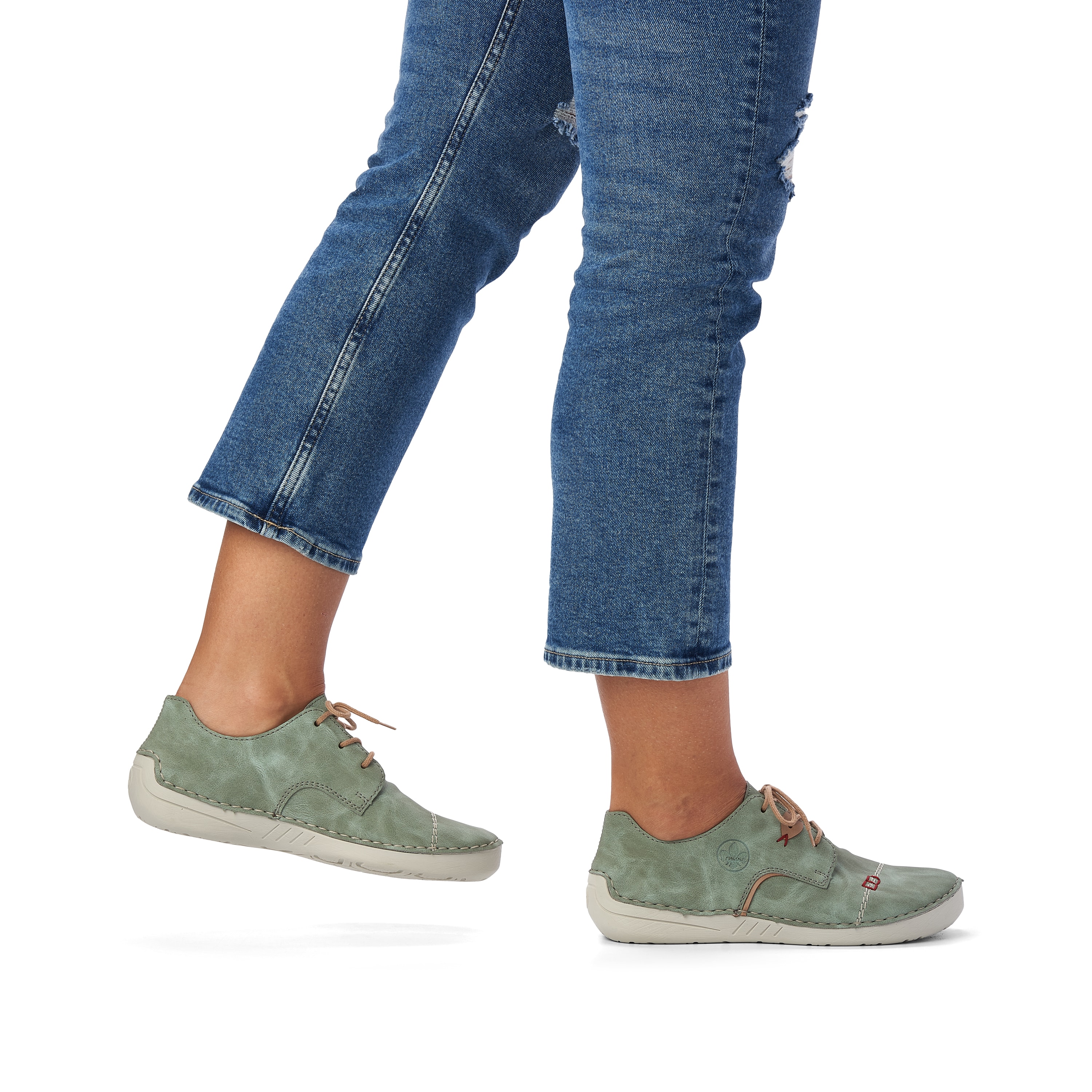 Rieker Damen Schnürschuhe grüngrau
