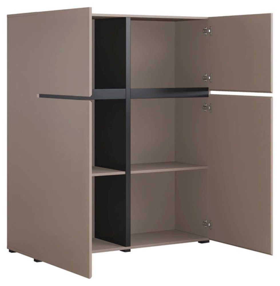 Helvetia Highboard Cross, 119,5x40x139cm congo schwarz 4-türig