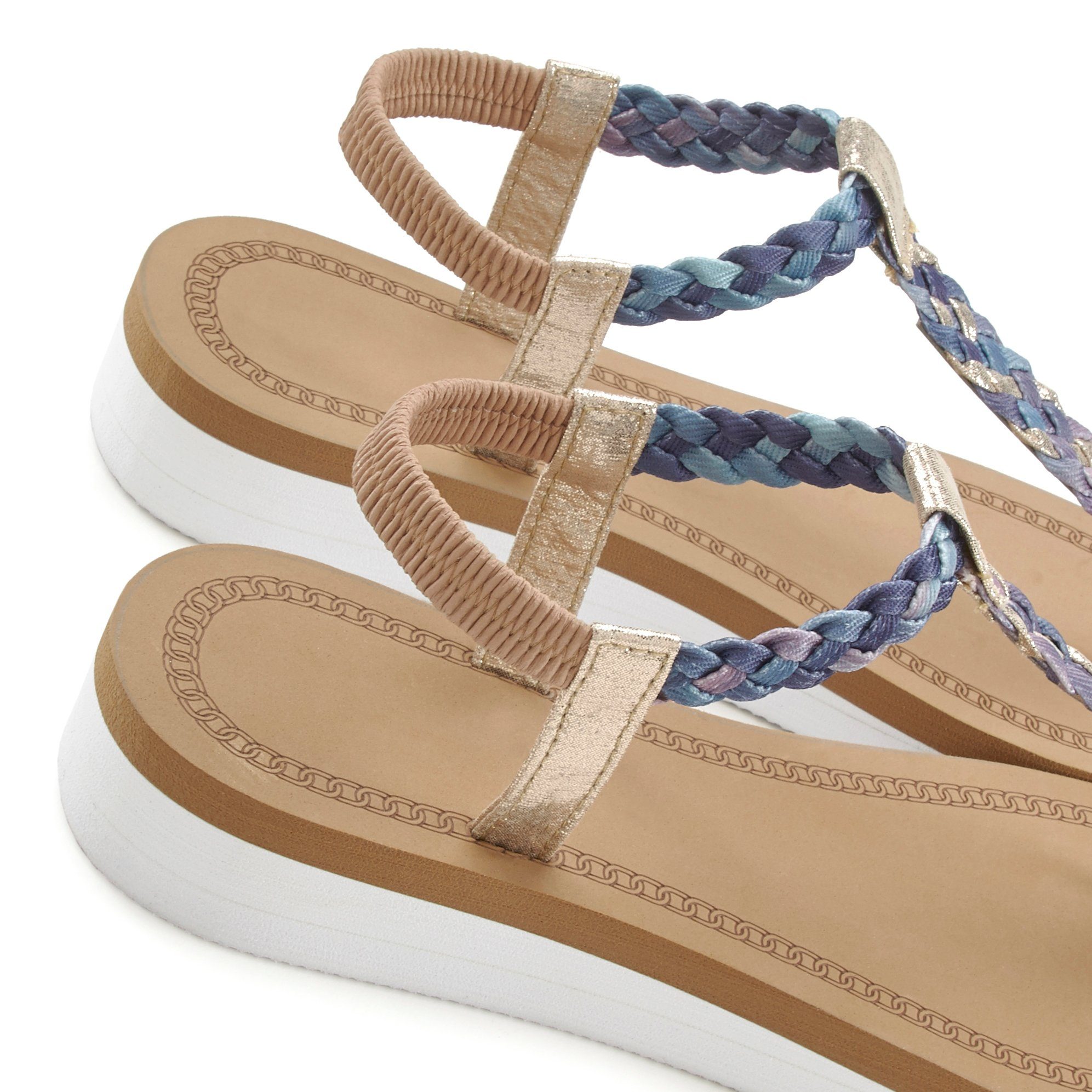 Venice Beach Badesandale Sandale, Badeschuh, Sommerschuh, Zehentrenner mit Print VEGAN