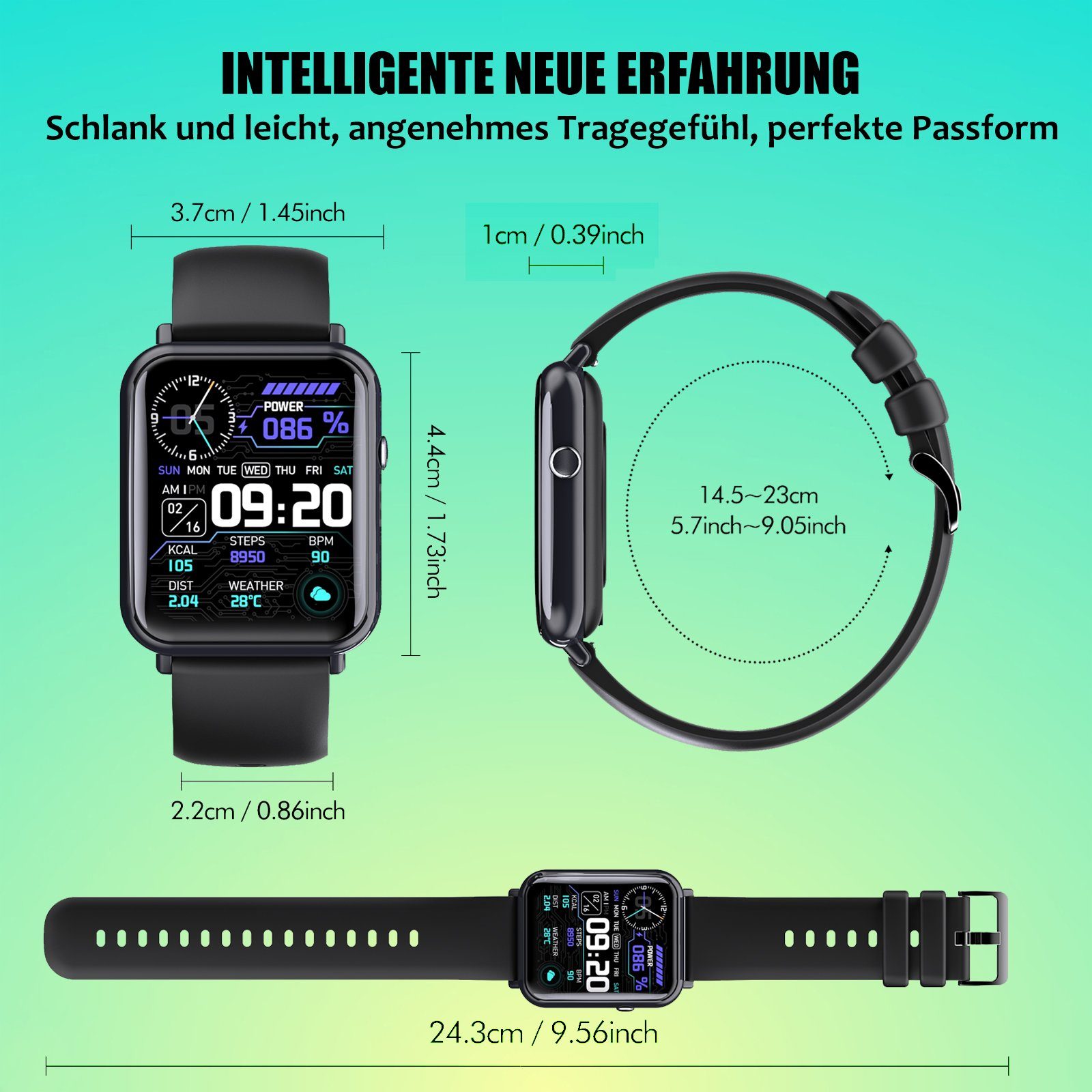 Mutoy Smartwatch, Smartwatch Damen Uhren Herren Fitnessuhr Smartwatch (1.69