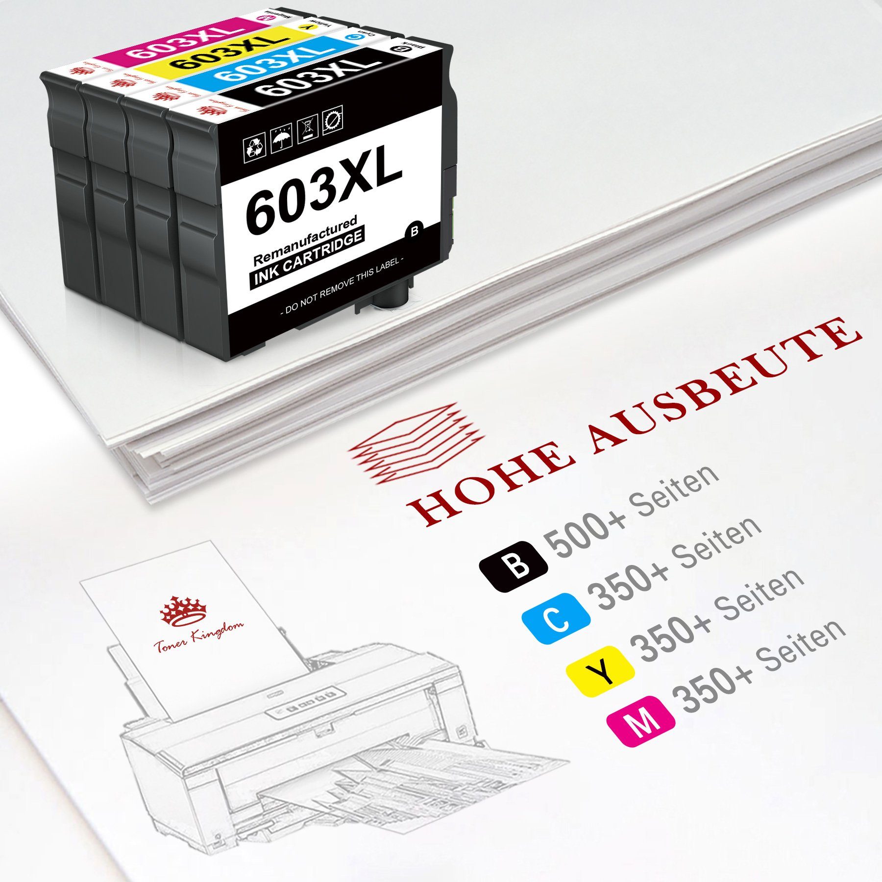 Toner Kingdom ersetzt Epson 603XL 603 XL Tintenpatrone (für Epson Expression Home XP-3150 XP-3155 XP-4105 XP-4155, für XP2100 XP2105 XP3100 XP3105 XP4100 XP4150)