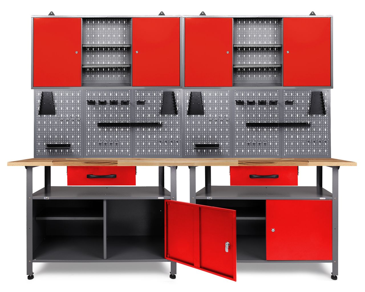 Ondis24 Werkstatt Set Klaus 240 cm 2 Schränke rot