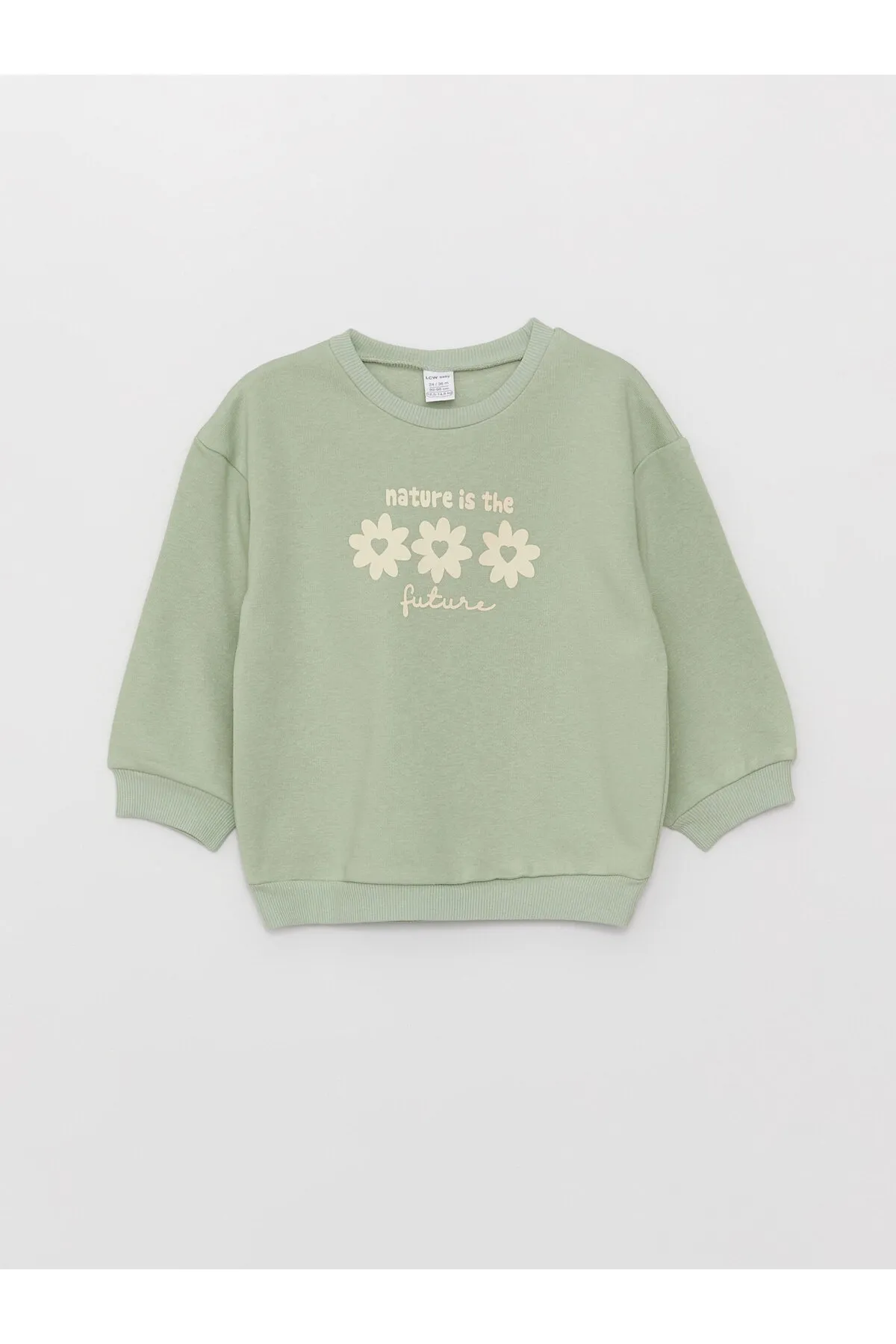 LC Waikiki  Langärmliges, bedrucktes Baby-Mädchen-Sweatshirt mit Rundhalsausschnitt